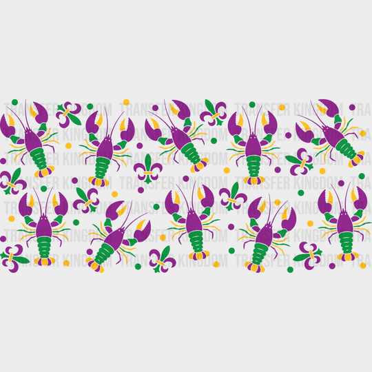 Yellow Green Purple Crayfish - Mardi Gras Cup Wrap Uv Sticker Permanent Dtf Decal