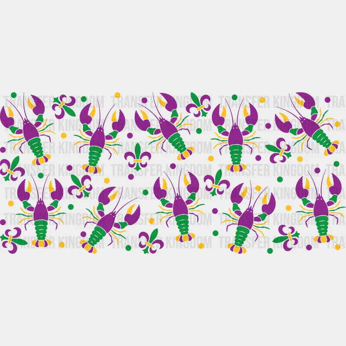 Yellow Green Purple Crayfish - Mardi Gras Cup Wrap UV Sticker Permanent UV DTF Decal