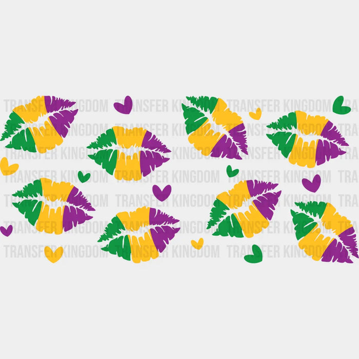 Yellow Green Purple Lips - Mardi Gras Cup Wrap UV Sticker Permanent UV DTF Decal