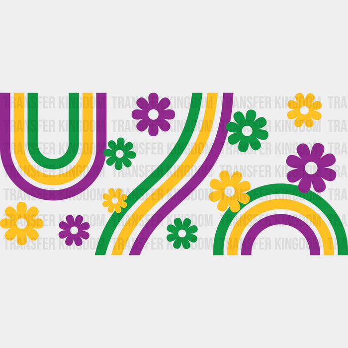 Yellow Green Purple - Mardi Gras Cup Wrap UV Sticker Permanent UV DTF Decal