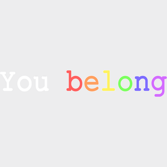 You Belong B&W - LGBTQ + DTF Transfer Adult Unisex - S & M (10’’) / Light Color Design (See Imaging)