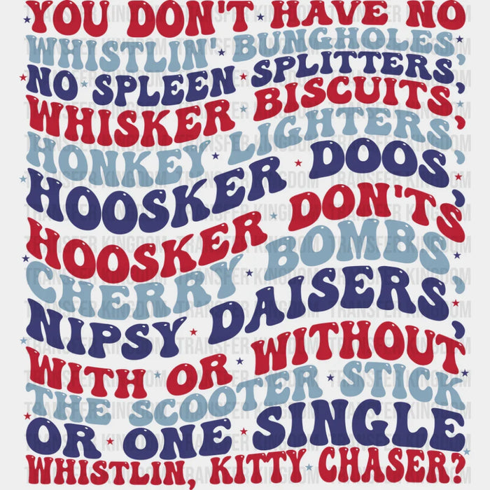 You Don't Have No Whistlin' Bungholes - 4th Of July DTF Transfer