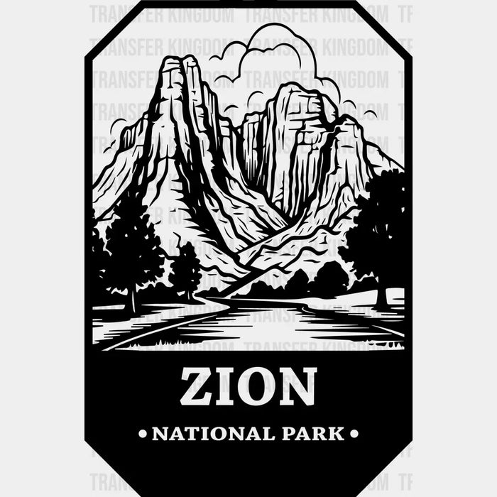 Zion National Park Black And White Design - National Parks DTF Transfers