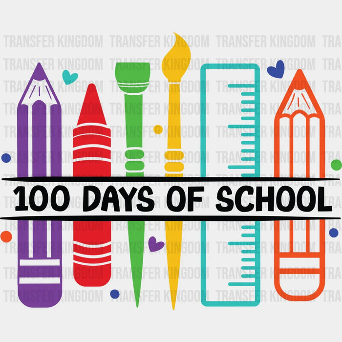 100 Days Of School Colorful Design - 100 Days Of School DTF heat transfer