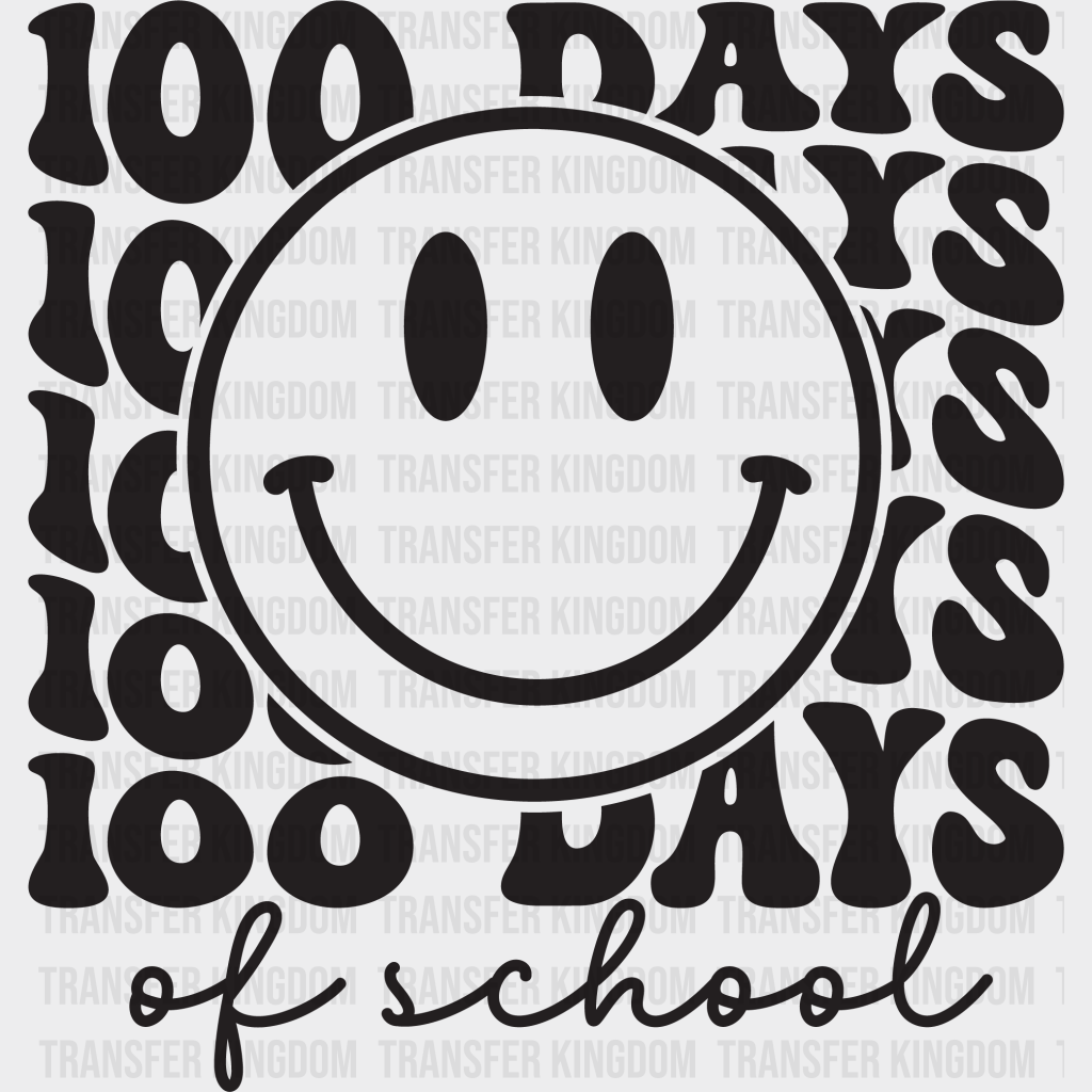 100 Days Of School Smiley Face Design - DTF heat transfer - Transfer Kingdom