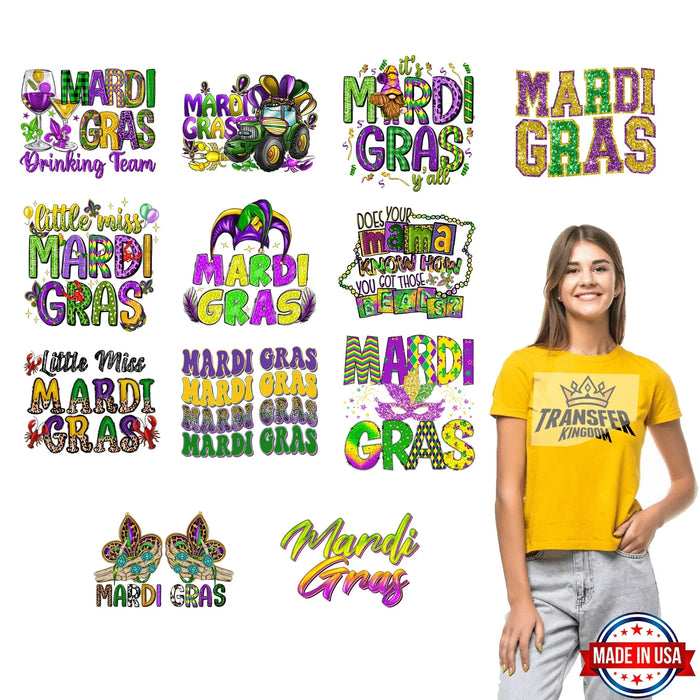 Mardi Gras Premade Gang sheet - 12 PCS 10 INCH (Variation 7)