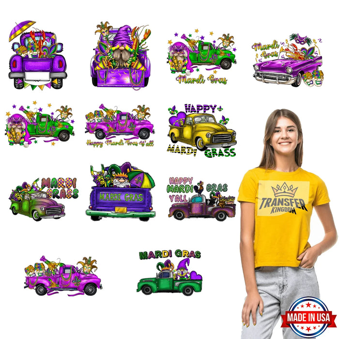 Mardi Gras Premade Gang sheet - 12 PCS 10 INCH (Variation 8)