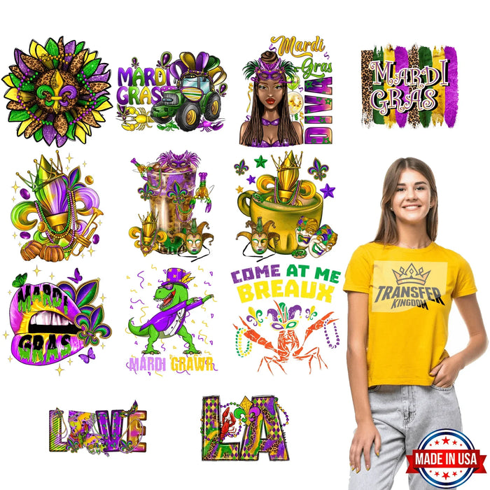 Mardi Gras Premade Gang sheet - 12 PCS 10 INCH (Variation 9)
