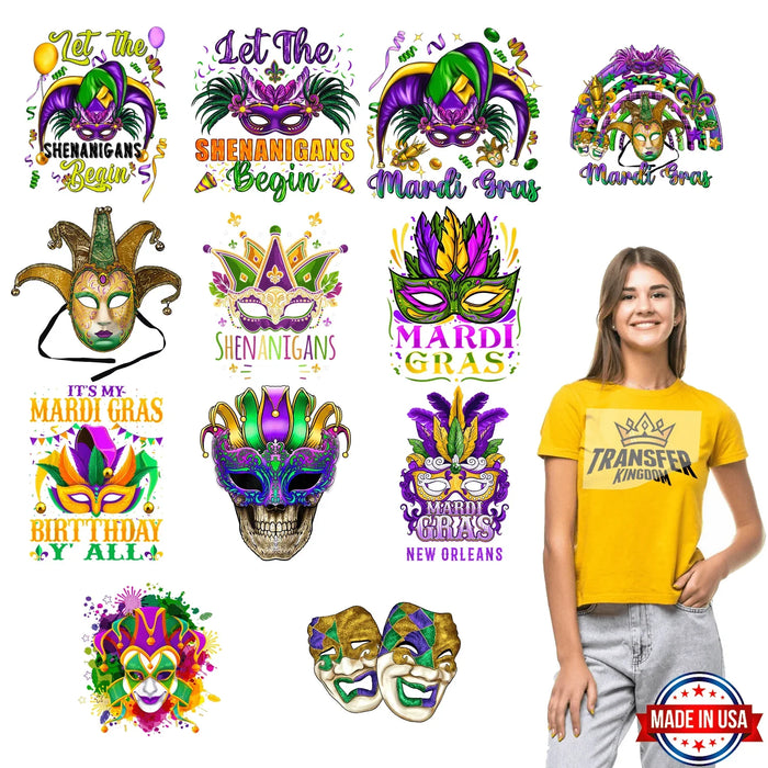 Mardi Gras Premade Gang sheet - 12 PCS 10 INCH (Variation 10)