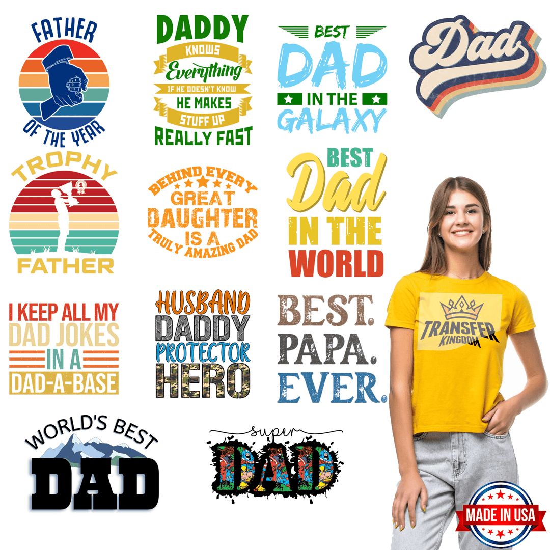 Father's Day - Premade Gang sheet - 12 PCS 10 INCH - Transfer Kingdom