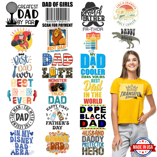 Father's Day - Premade Gang sheet - 20 PCS 10 INCH - Transfer Kingdom