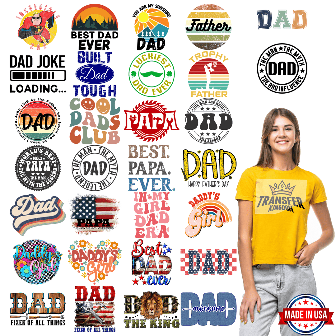 Father's Day Premade Gang sheet - 30 PCS 10 INCH - Transfer Kingdom