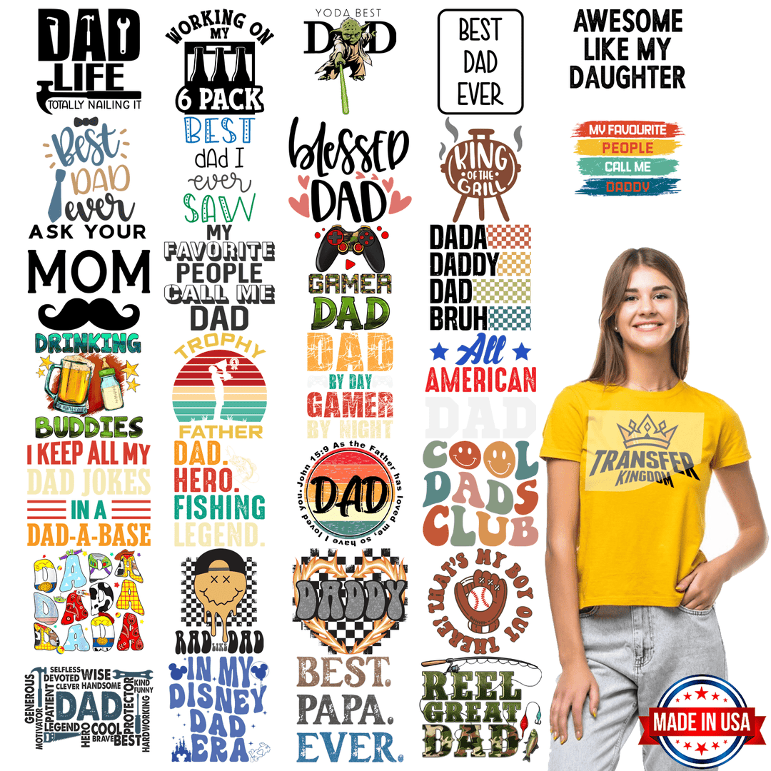 Father's Day Premade Gang sheet - 30 PCS 10 INCH - Transfer Kingdom