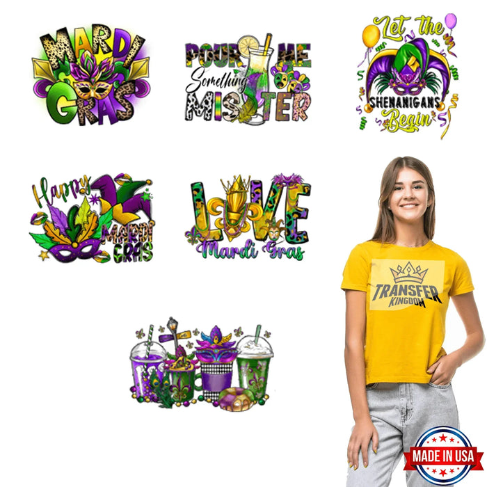 Mardi Gras Premade Gang sheet - 6 PCS 10 INCH (Variation 1)