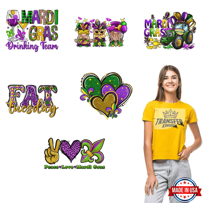 Mardi Gras Premade Gang sheet - 6 PCS 10 INCH (Variation 3)