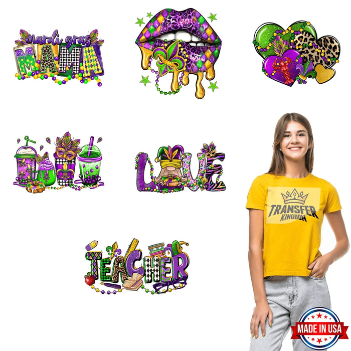 Mardi Gras Premade Gang sheet - 6 PCS 10 INCH (Variation 4)