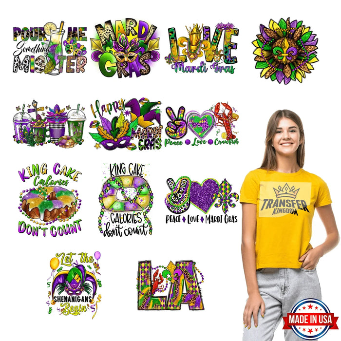 Mardi Gras Premade Gang sheet - 12 PCS 10 INCH (Variation 1)