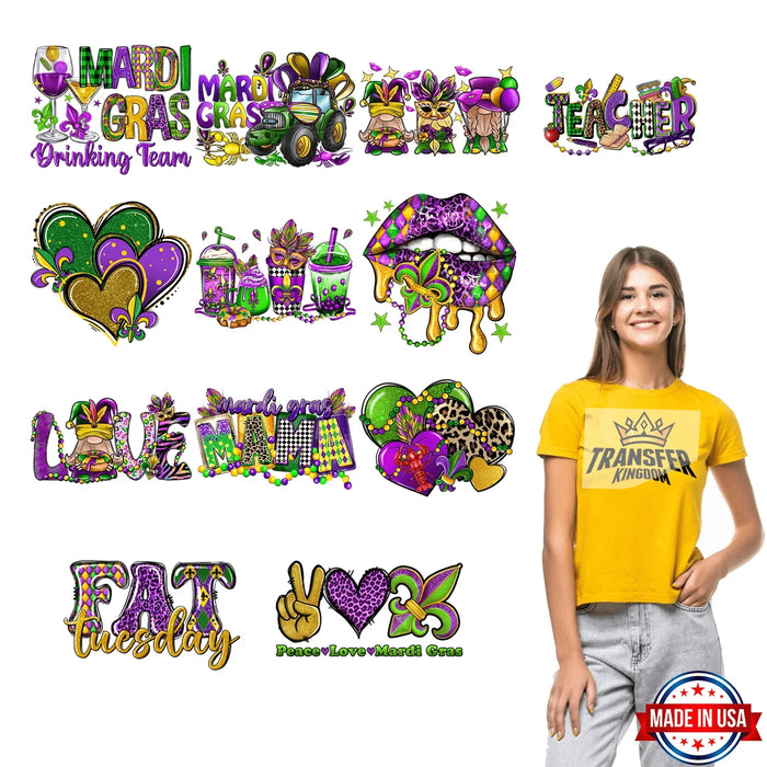 Mardi Gras Premade Gang sheet - 12 PCS 10 INCH (Variation 2)