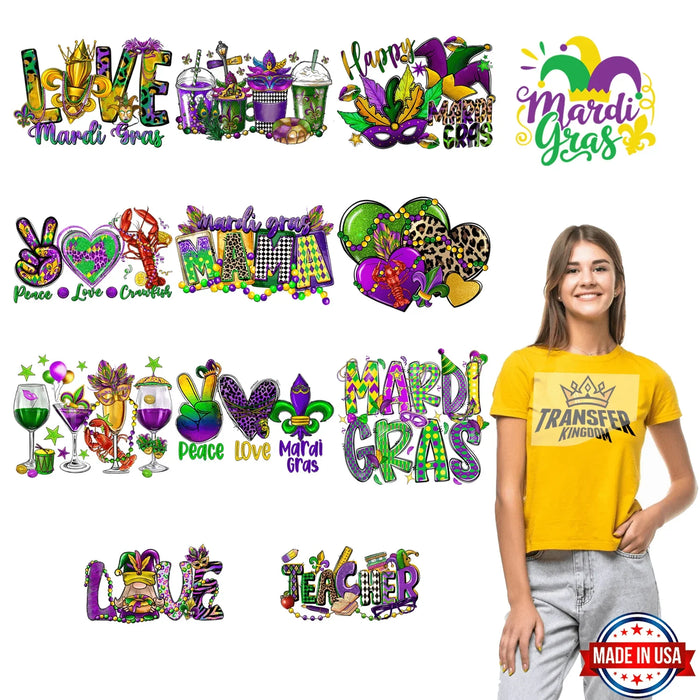 Mardi Gras Premade Gang sheet - 12 PCS 10 INCH (Variation 3)