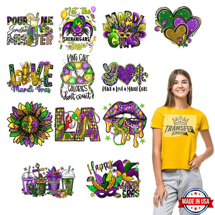 Mardi Gras Premade Gang sheet - 12 PCS 10 INCH (Variation 4)