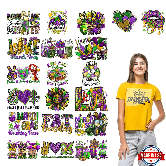 Mardi Gras Premade Gang sheet - 20 PCS 10 INCH (Variation 1)