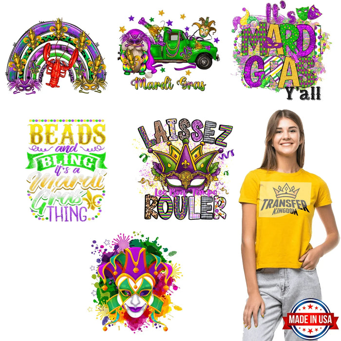 Mardi Gras Premade Gang sheet - 6 PCS 10 INCH (Variation 6)