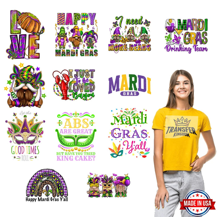 Mardi Gras Premade Gang sheet - 12 PCS 10 INCH (Variation 5)