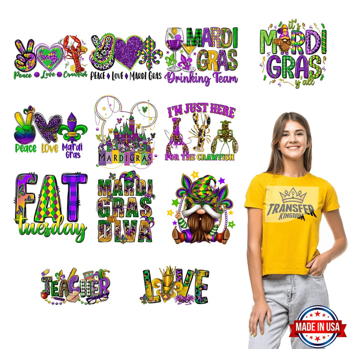 Mardi Gras Premade Gang sheet - 12 PCS 10 INCH (Variation 6)