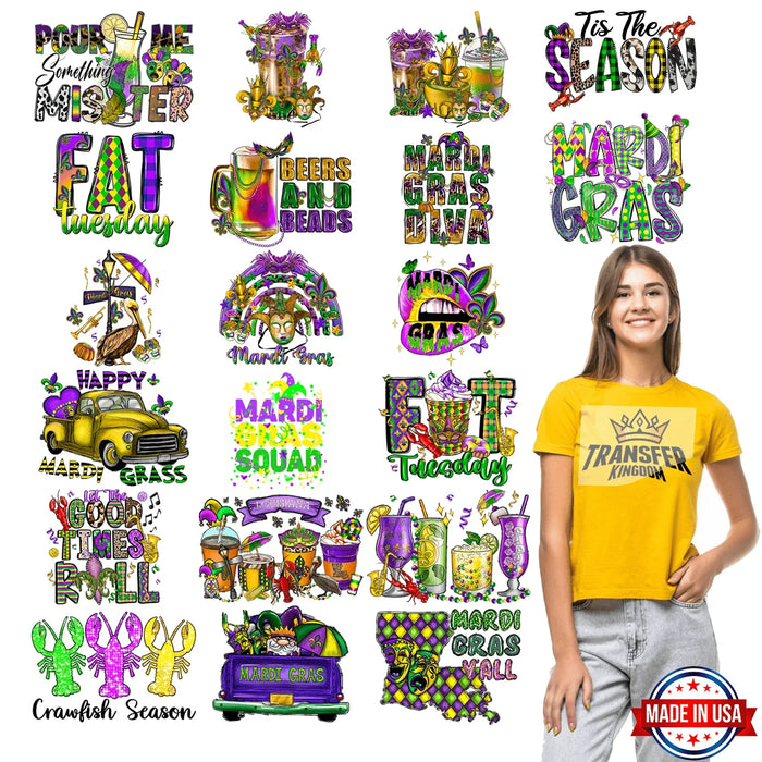 Mardi Gras Premade Gang sheet - 20 PCS 10 INCH (Variation 7)