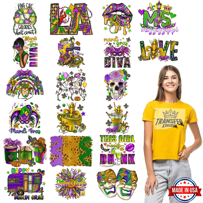 Mardi Gras Premade Gang sheet - 20 PCS 10 INCH (Variation 8)