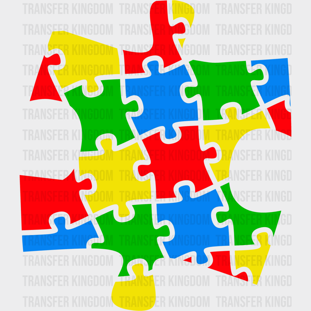 Autism Puzzle Design - Dtf Heat Transfer Unisex S & M ( 10 )