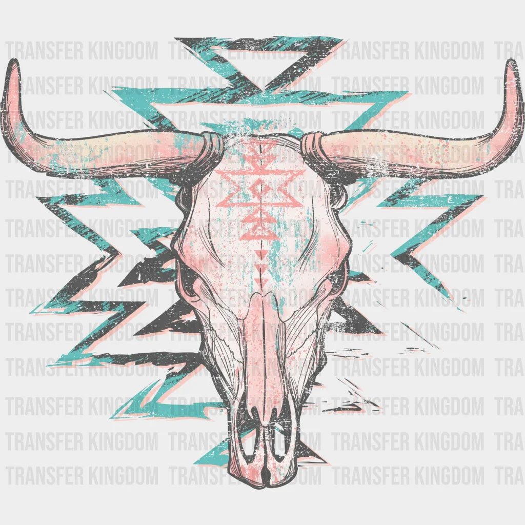 Aztec Bull Skull Design - Dtf Heat Transfer