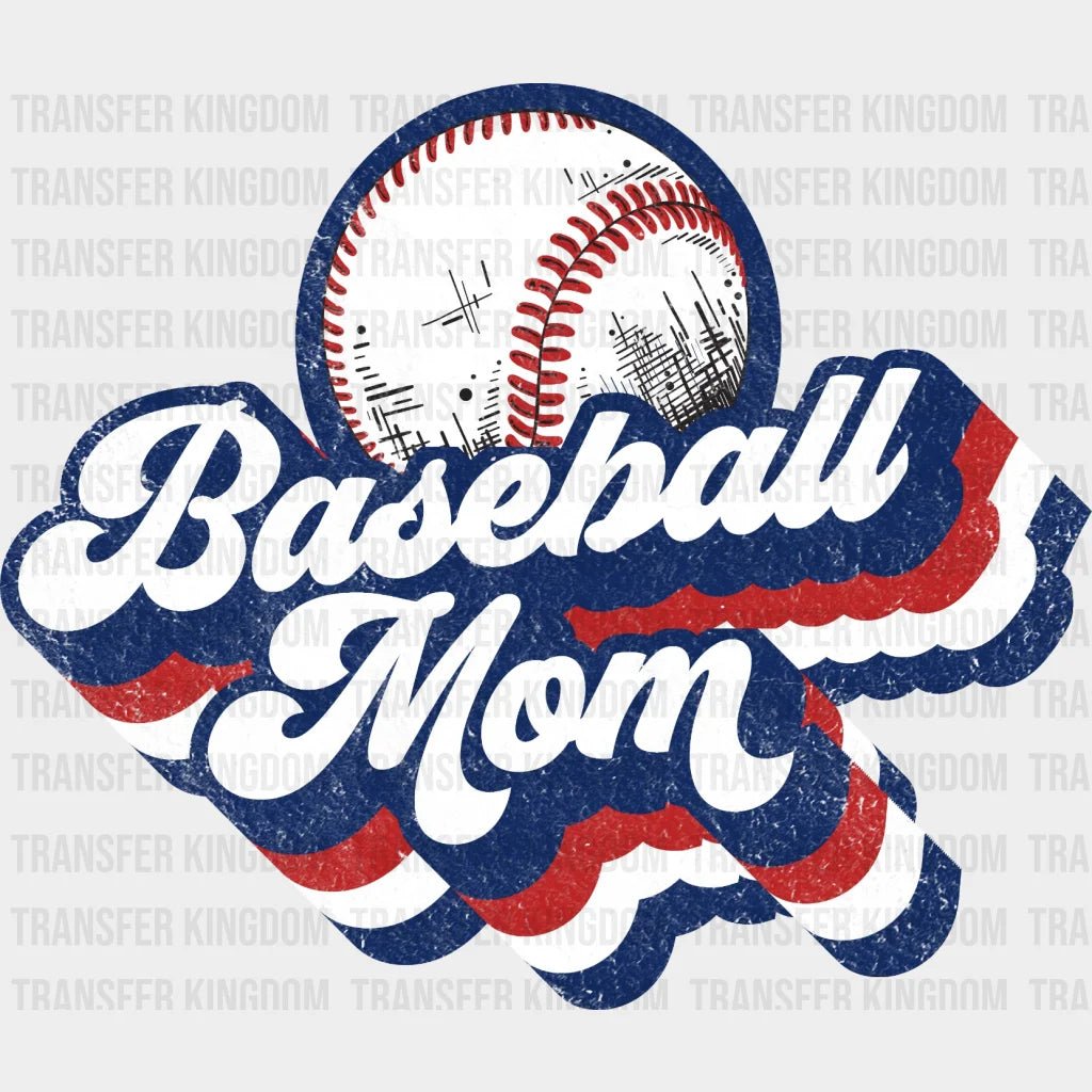 Baseball Mom Red White Blue - Sports Fan - Baseball Lover Mom - Design - DTF heat transfer - Transfer Kingdom