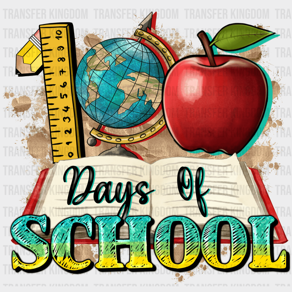 Book Design 100 Days Of School - DTF heat transfer - Transfer Kingdom