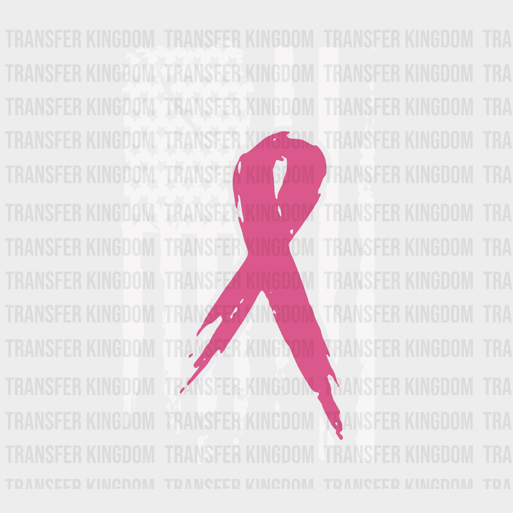Breast Cancer Usa Flag Ribbon Design - Dtf Heat Transfer Unisex S & M ( 10 ) / Light Color See
