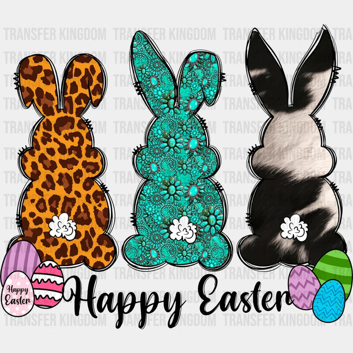 Bunnies Happy Easter Rabbits Design - DTF heat transfer