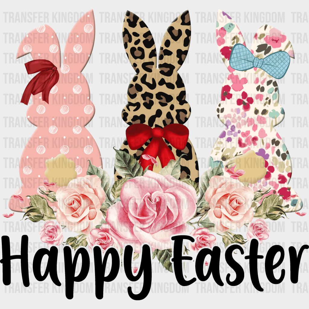 Bunnies Happy Easter Design- DTF heat transfer - Transfer Kingdom