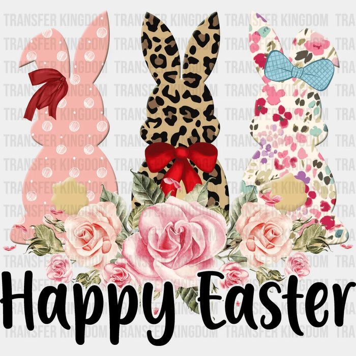 Bunnies Happy Easter Design - Easter DTF heat transfer