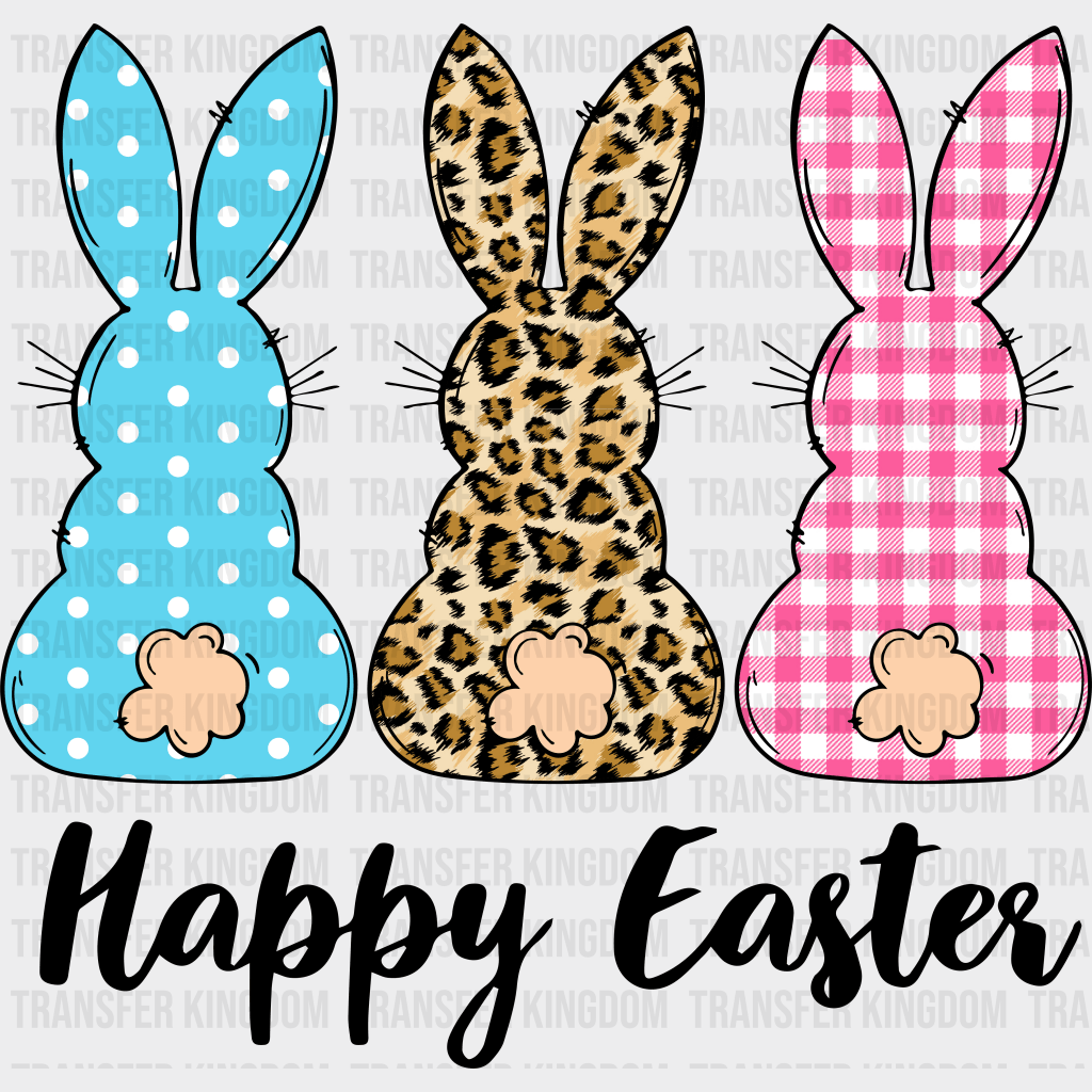 Bunnies Happy Easter Design- DTF heat transfer - Transfer Kingdom