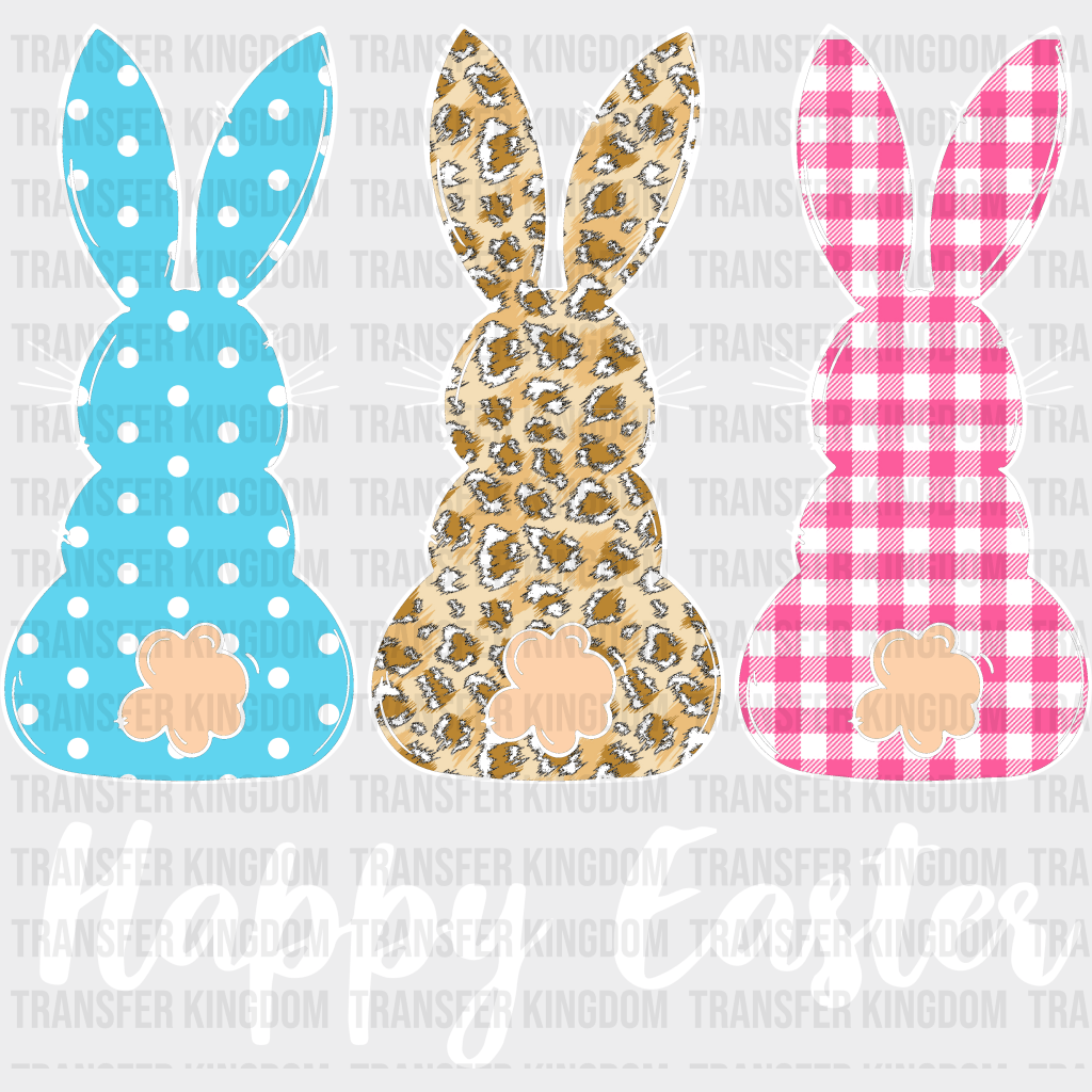 Bunnies Happy Easter Design- DTF heat transfer - Transfer Kingdom