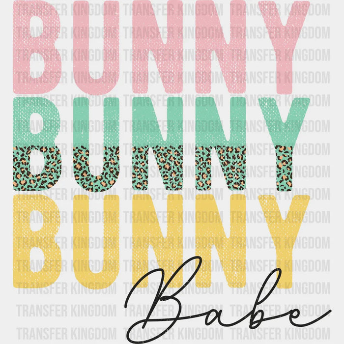 Bunny Babe Easter Pink Green Yellow Design - DTF heat transfer