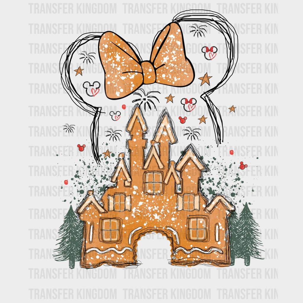 Christmas Disney Castle Mickey And Minnie Design - Dtf Heat Transfer Unisex S & M ( 10 ) / Dark