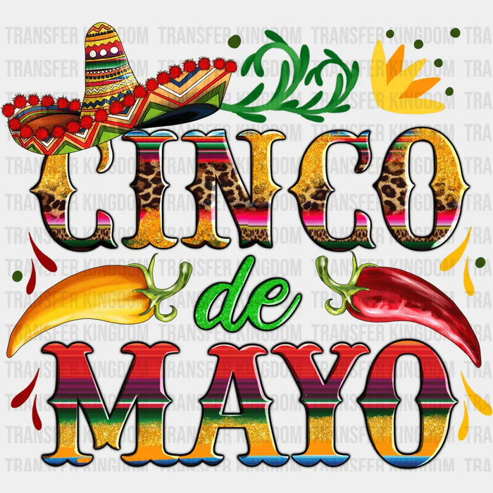 Cinco De Mayo Sombrero And Chilli - Cinco De Mayo DTF heat transfer