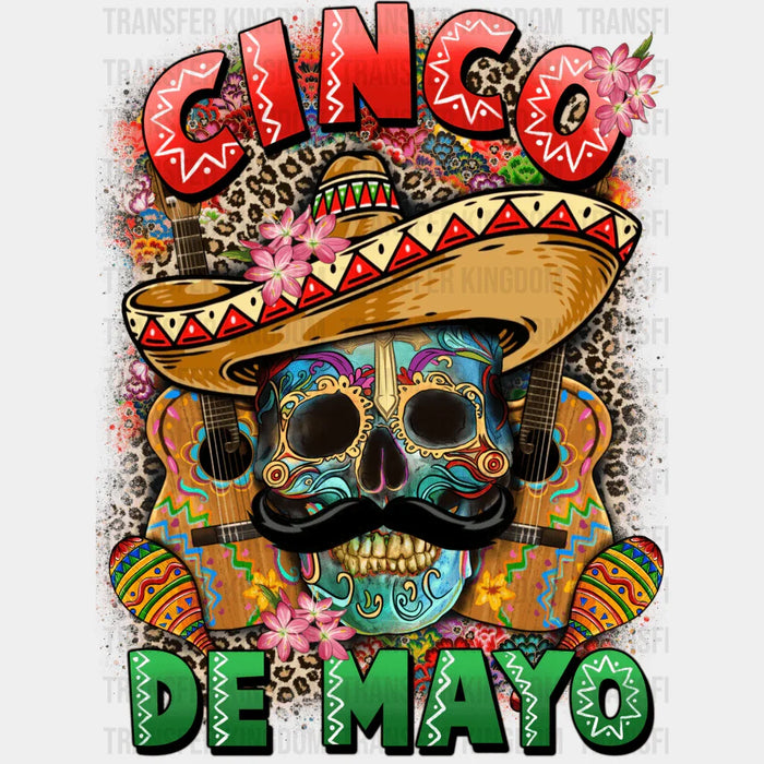 Cinco De Mayo Skull And Guitars - Cinco De Mayo DTF heat transfer