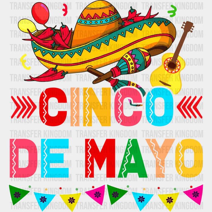 Cinco De Mayo Sombrero And Maracas - Cinco De Mayo DTF heat transfer