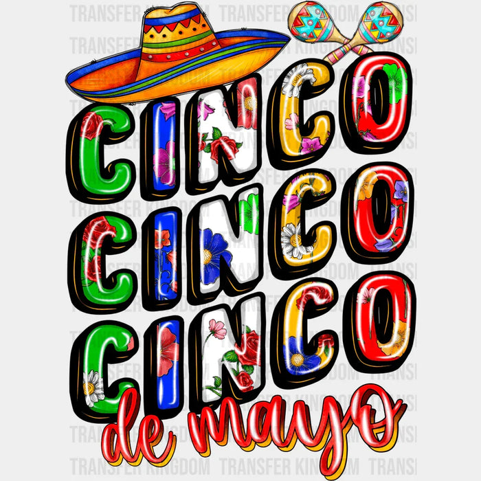 Cinco Cinco De Mayo Hat And Maracas Colorful - Cinco De Mayo DTF heat transfer