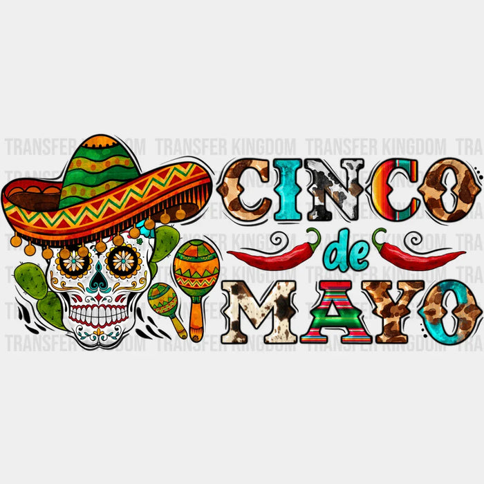 Cinco De Mayo Skull With Sombrero - Cinco De Mayo DTF heat transfer