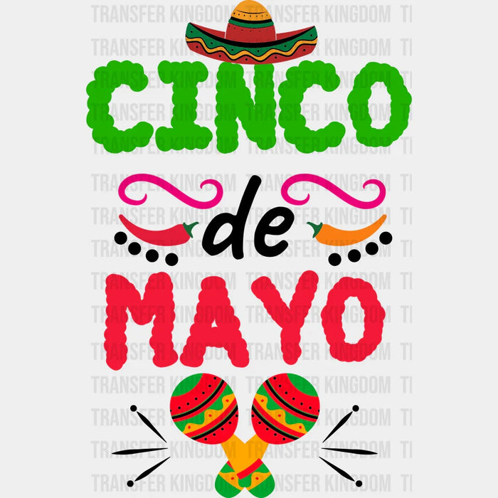 Cinco De Mayo Chilies With Maracas - Cinco De Mayo DTF heat transfer