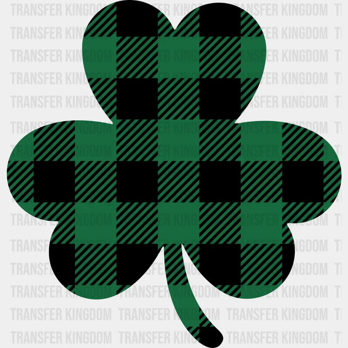 Clover St. Patrick's Day Plaid Green And Black Design - DTF heat transfer