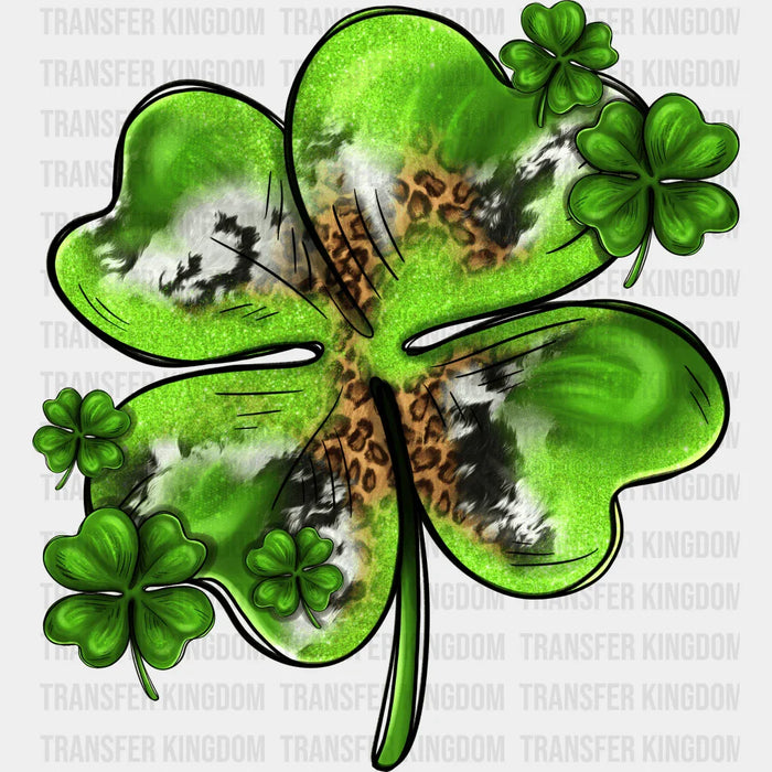 Clover St. Patrick's Day Green Leopard Print Clover Design - DTF heat transfer